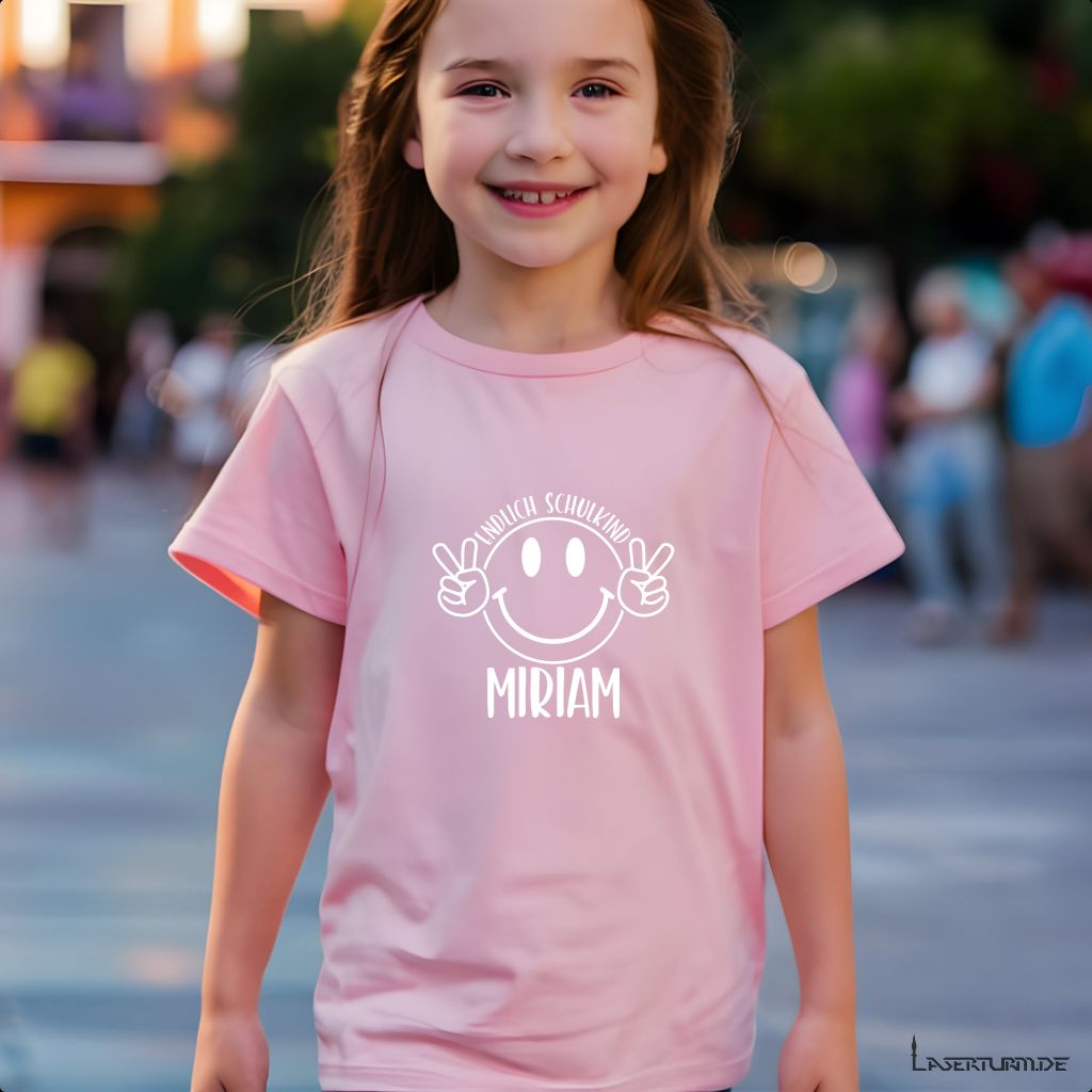 Bügelbild Endlich Schulkind mit Smiley und Namen | AUFBÜGELN | DIY | TSHIRT | EINSCHULUNG