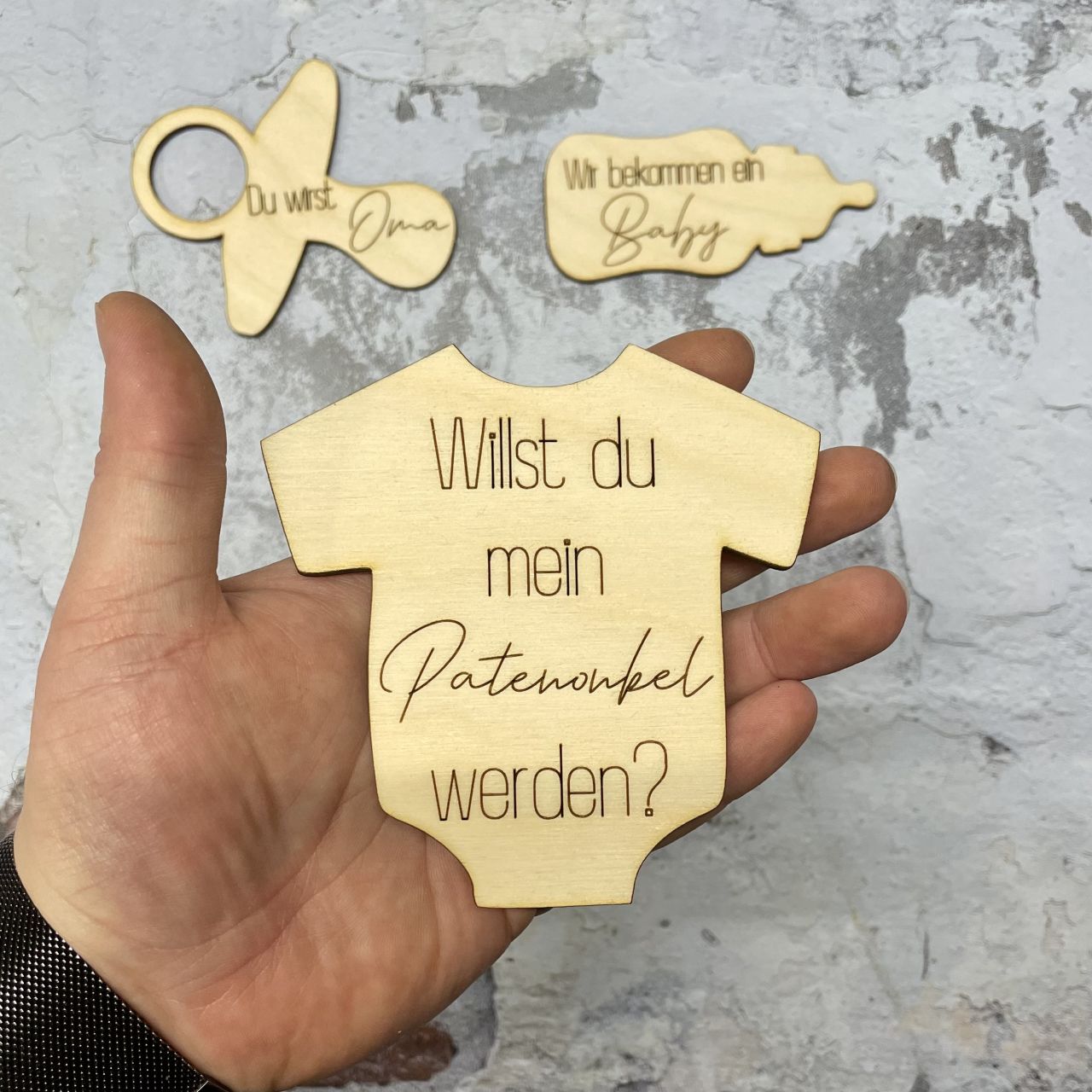 Schwangerschaft mitteilen | Strampler | Schnuller | Flasche | individuell | Baby | Anhänger