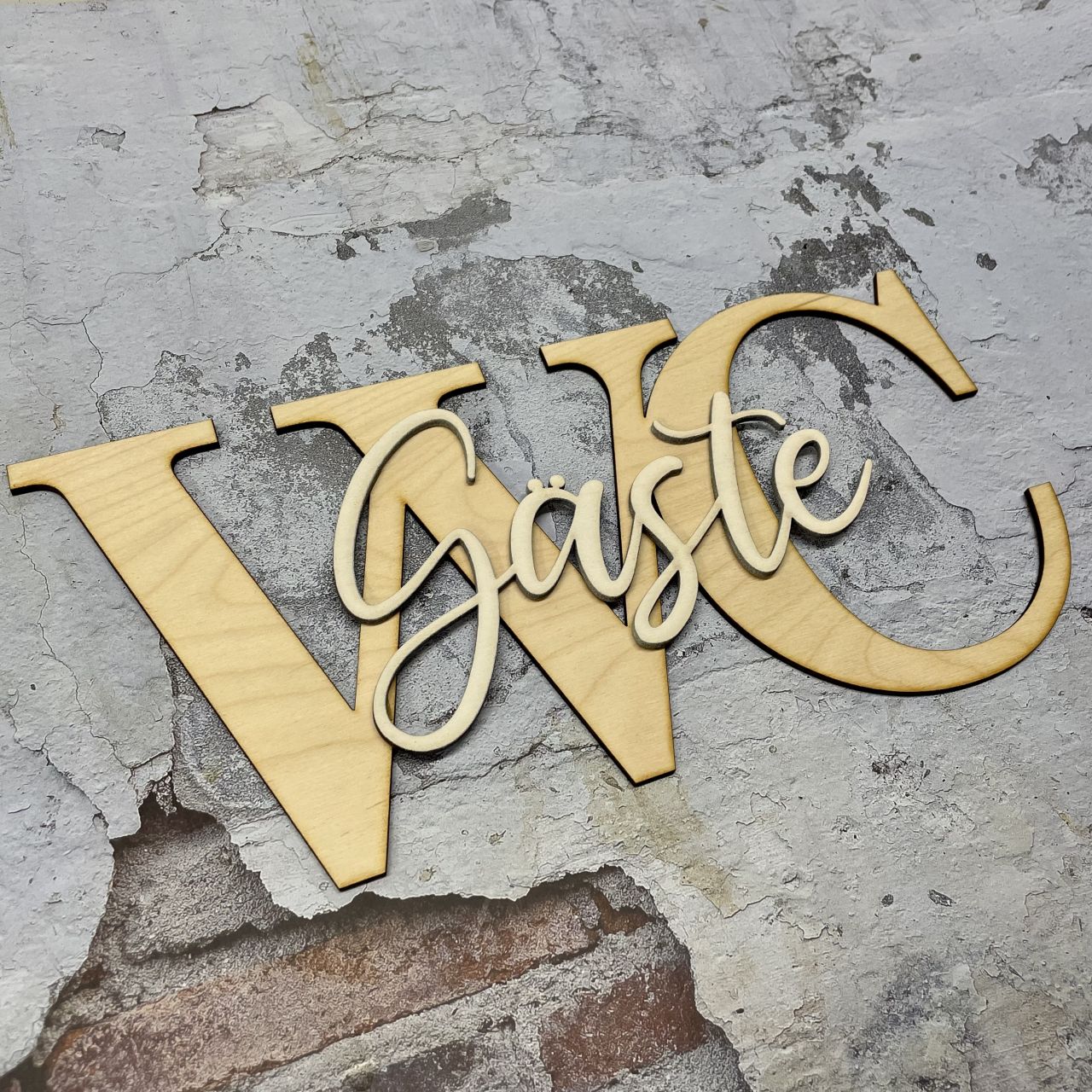 Gäste WC Türschild | Toilette | Klo | Schriftzug aus Holz | INDIVIDUELL