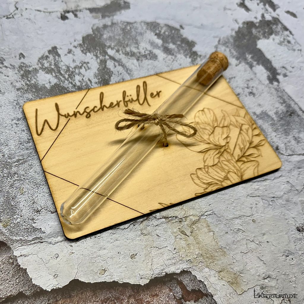 Wunscherfüller mit Reagenzglas und Holzkarte | GEBURTSTAG | WEIHNACHTEN | Geschenk