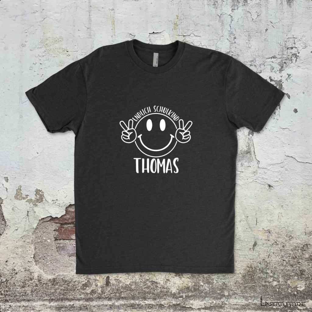 Bügelbild Endlich Schulkind mit Smiley und Namen | AUFBÜGELN | DIY | TSHIRT | EINSCHULUNG