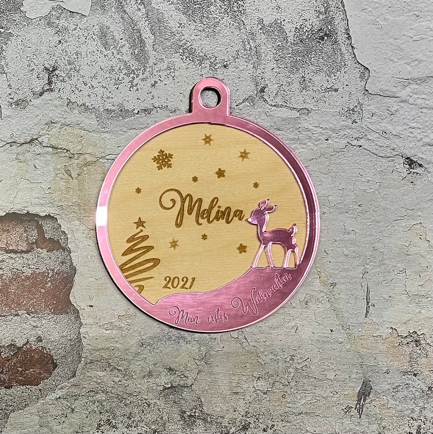 Mein erstes Weihnachten | Christbaumanhänger 3D | Weihnachtsbaumanhänger personalisiert | Weihnachtskugel für Kinder
