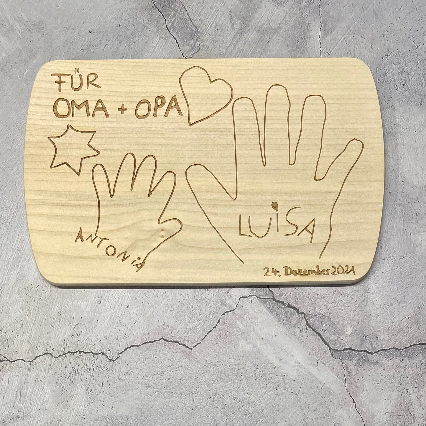 Frühstücksbrettchen mit Handabdruck | Geschenk von den Kindern