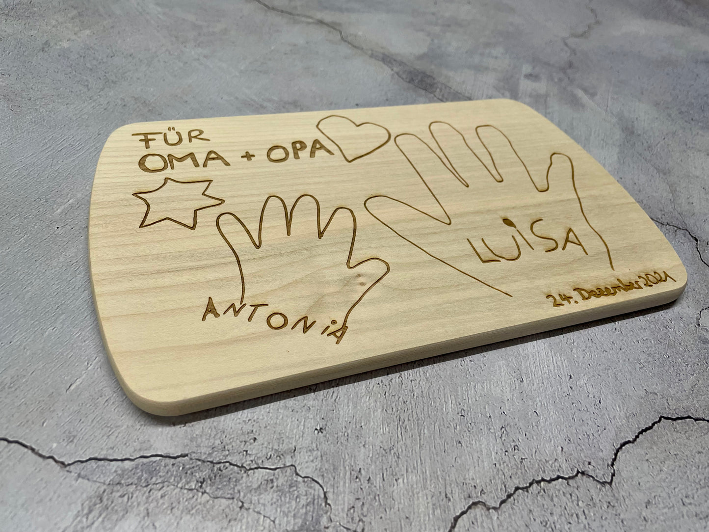 Frühstücksbrettchen mit Handabdruck | Geschenk von den Kindern