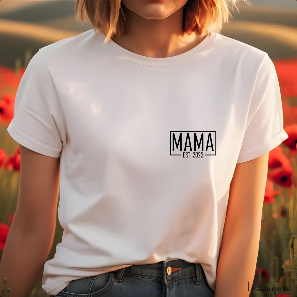 Bügelbild Papa, Mama, Oma, Opa - EST. xxxx eckig | AUFBÜGELN | DIY | TSHIRT